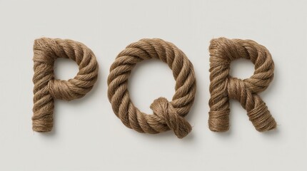 Obraz premium Rope Alphabet Letters P Q R Isolated on White Background
