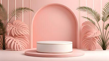 Cherry Blossom-Themed Pink Podium Display