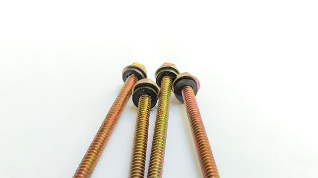 SDS (Self Drilling Screw) roofing bolts or light steel screws on a white background. Used to fasten and connect building components, especially on light steel roof and wall frames.