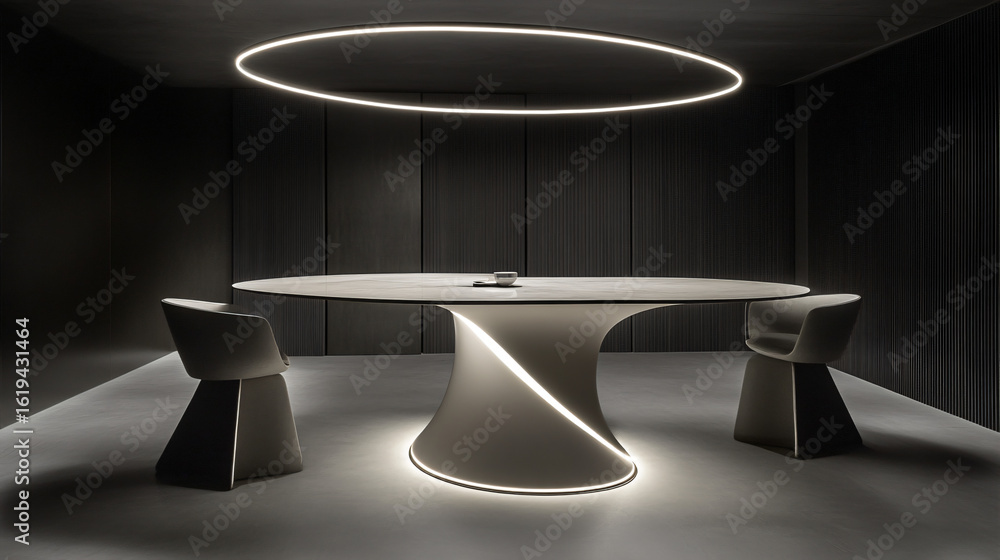 Poster simple yet elegant table and chairs set in a cozy room with warm tones and inviting atmosphere