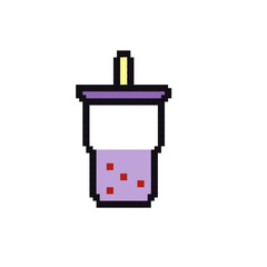 Blueberry juice pixel art vector illustration 