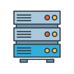 Stylized server stack graphic on black background for data management