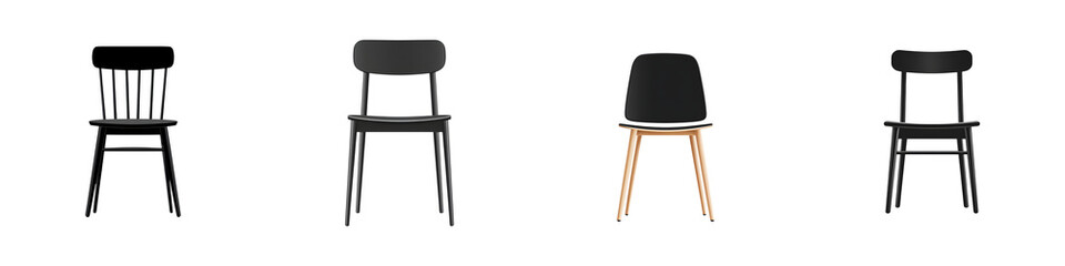Modern Minimalist Chair Set. Isolated on White Background.