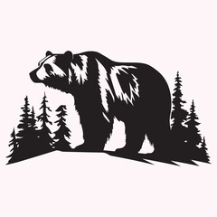 Obraz premium Double Exposure Bear Silhouette