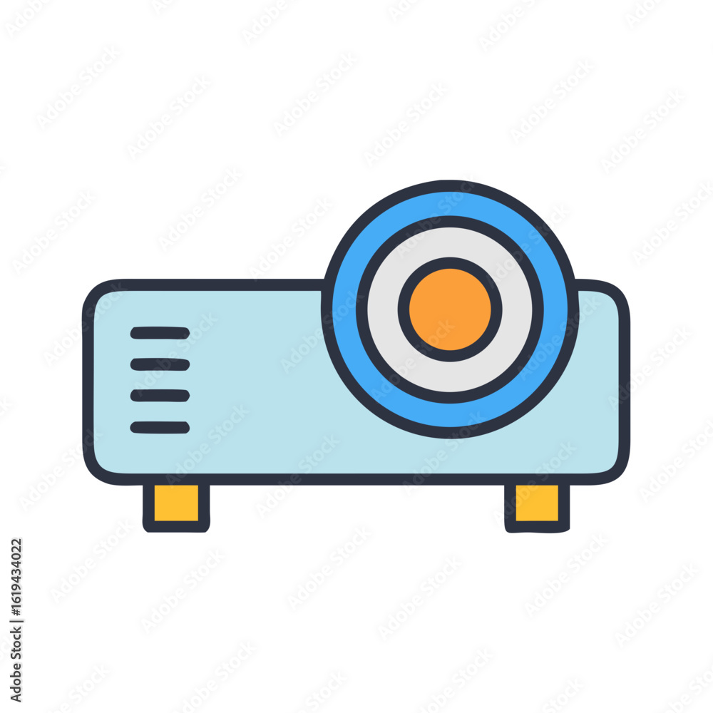 Poster stylized projector design on black background for presentations display