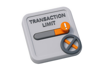 An illustration of a transaction limit icon featuring a toggle switch and a prohibition symbol. Ideal for finance-related content.