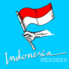 Indonesia Independence day, August 17, doodle vector