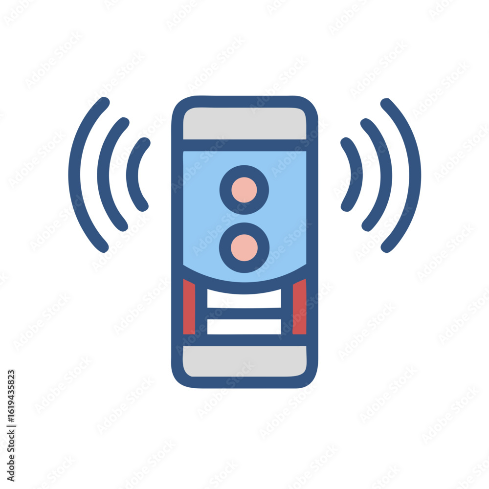 Poster simple illustration of a smart sensor broadcasting signal