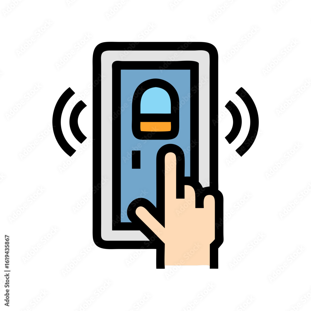 Aufkleber hand touching screen interface accessing digital information management system