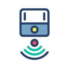 Flat design icon of device sending wireless signal