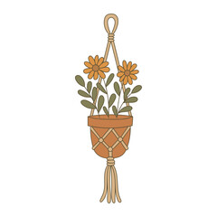 Macrame Plant Hangers with Green Plants in Pots for Home Decor, Interior Design, and Boho Style Modern Indoor Gardening Ideas for Apartments and Living Rooms.