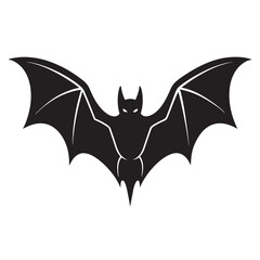 Silhouette of a black bat with outstretched wings
