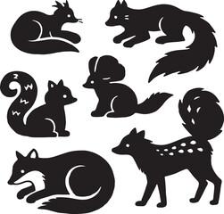Wood animal icons silhouette vector illustration