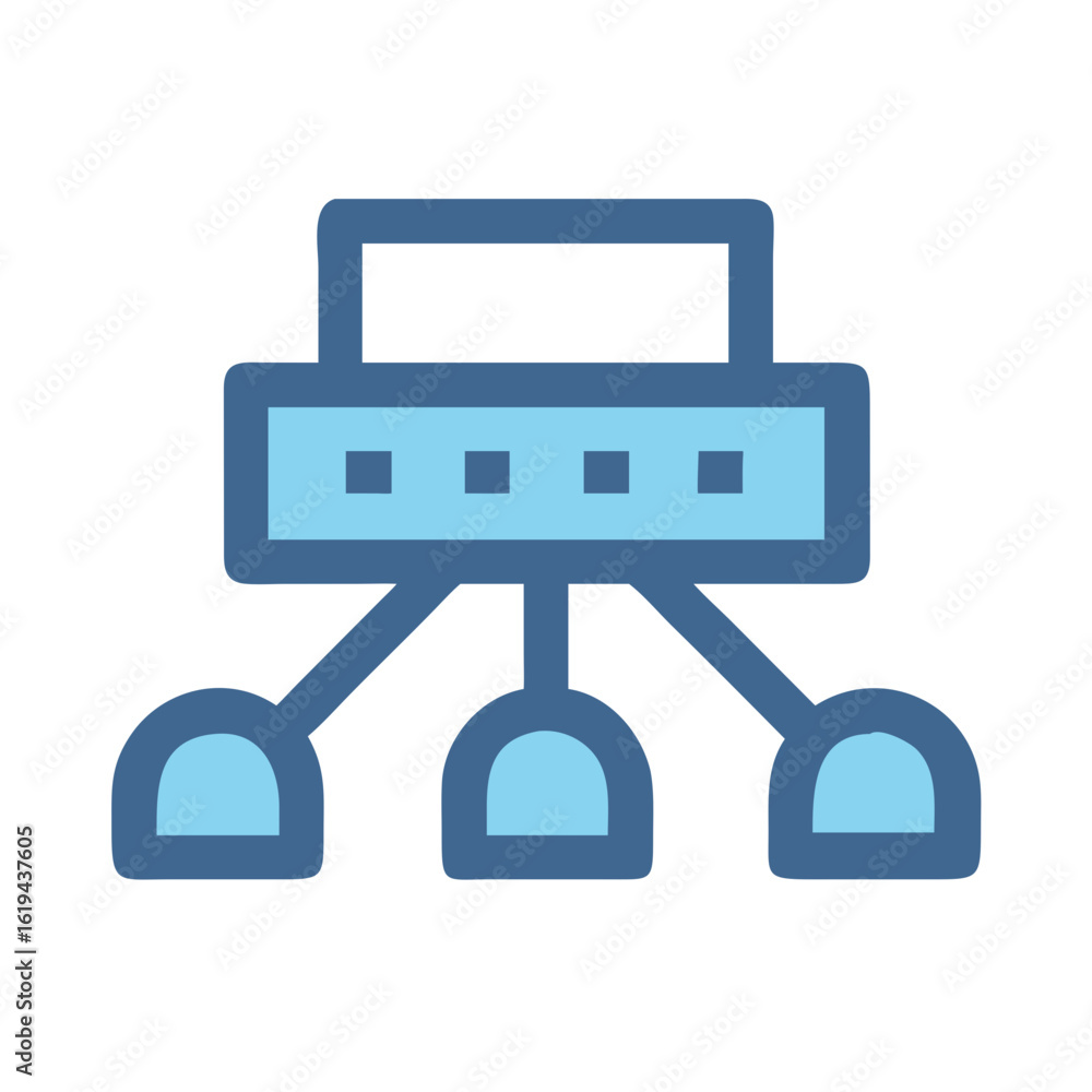 Poster flat vector icon of a network structure diagram object