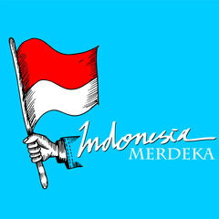 Indonesia Independence day, August 17, doodle vector