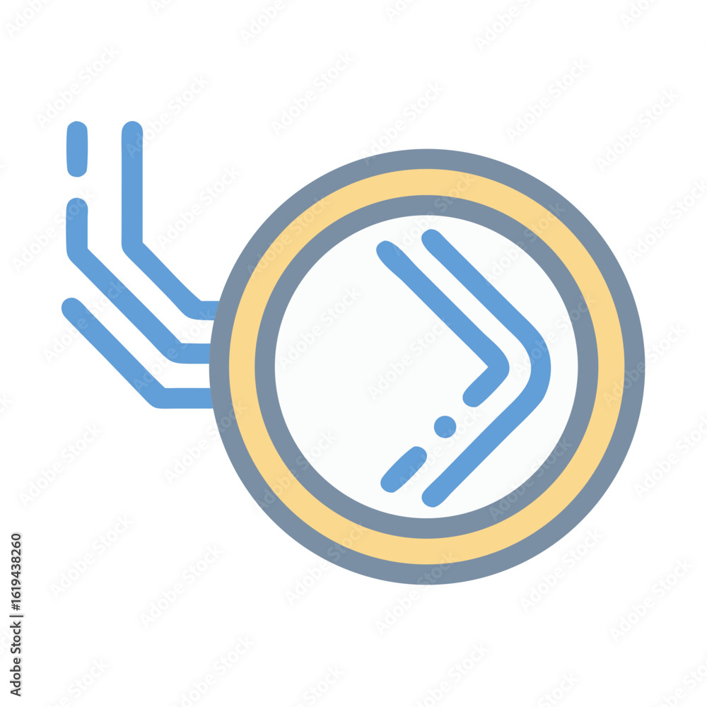 Poster abstract circular network node design with forward arrow icon