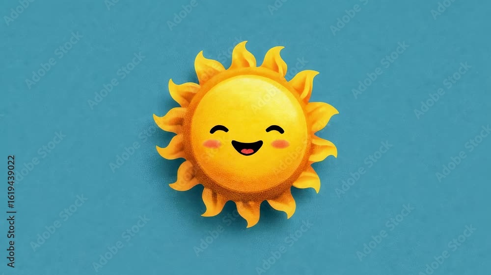 Wall mural lively sun emoji graphic with an animated bouncing effect suitable for web applications or mobile in