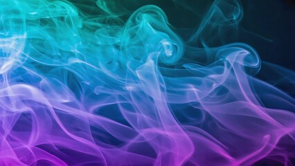 Abstract smoke art featuring vibrant gradients of teal, blue, and purple against a dark background, creating a mesmerizing effect.