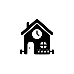 House Icon with Clock Symbol Representing Time Spent at Home