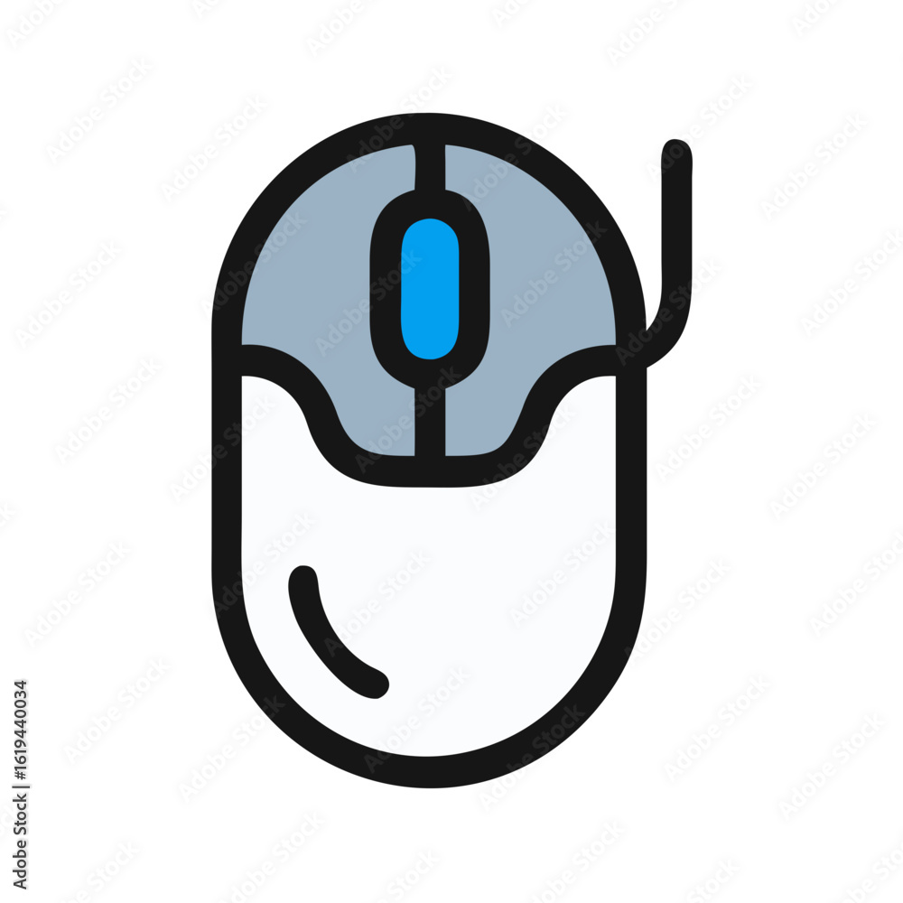 Poster stylized computer mouse icon isolated on black background