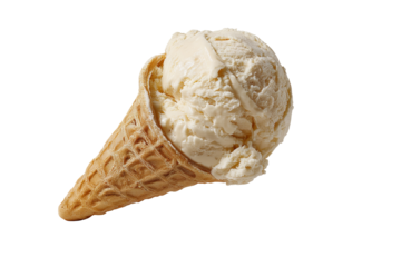 High-resolution creamy French vanilla ice cream scoop with gentle swirl and realistic texture isolated on transparent PNG background, ideal for seamless cutout use in dessert packaging, menu design