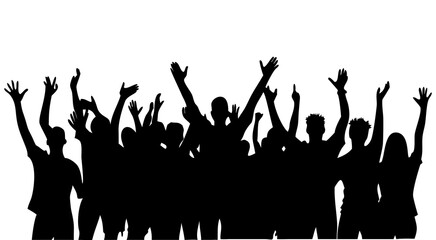 Many crowd full black silhouette vector illustration design