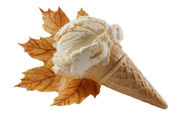 High-resolution creamy French vanilla ice cream scoop with gentle swirl and realistic texture isolated on transparent PNG background, ideal for seamless cutout use in dessert packaging, menu design