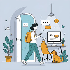 Modern Device Pairing Concept with Young Woman and Smartphone