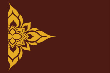 thai lotus corner design with vintage gold edge