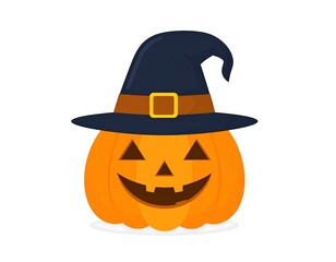 Cute Halloween pumpkin in a witch's hat