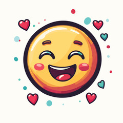 Cute round emoticon with arrows, representing a cheerful mood. Ideal for social media and feedback icons
