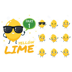 Cartoon Images of Cute Yellow Lime Vector