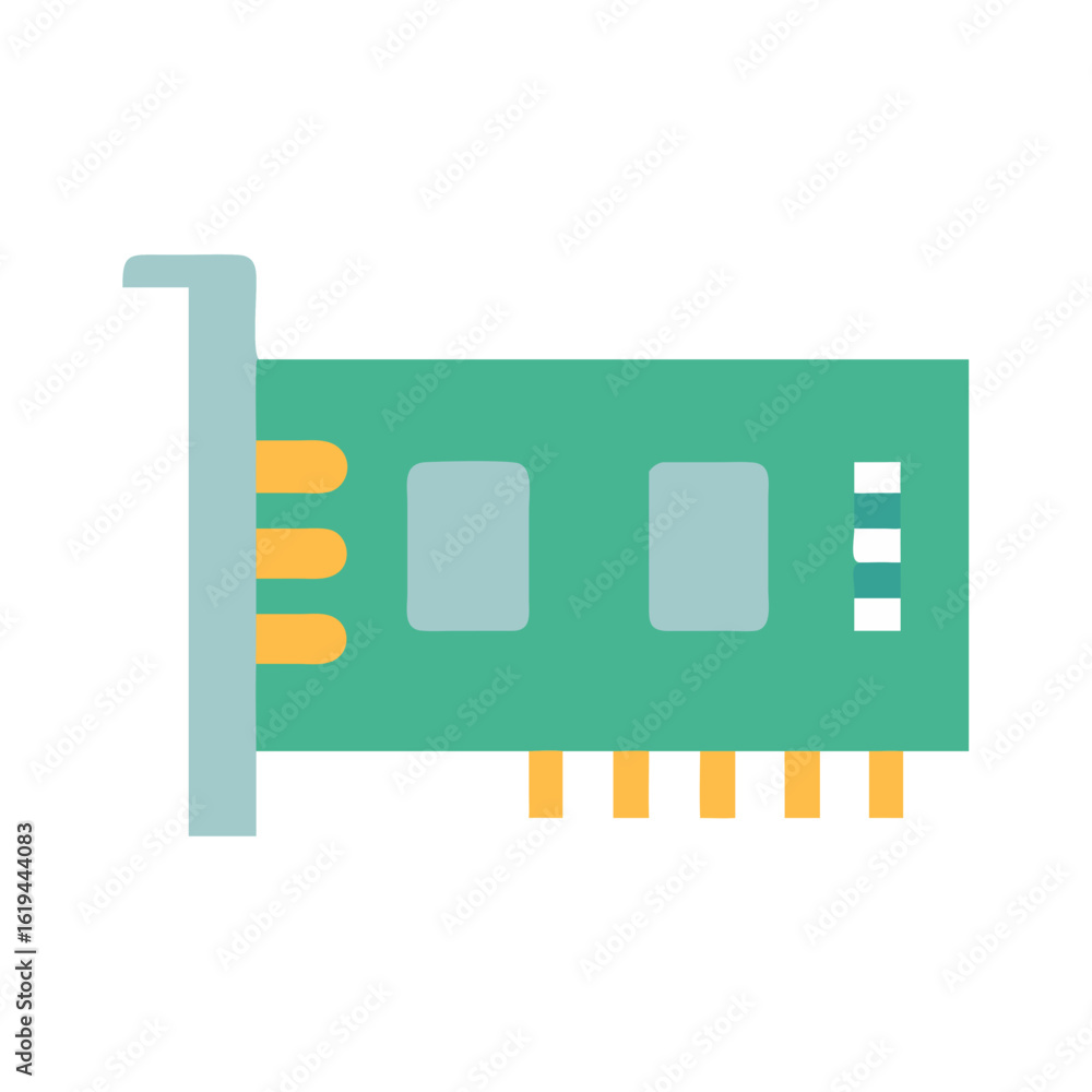 Aufkleber flat computer video card on black background for tech visuals