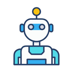 Simple Robot Illustration on Black Background Depicting Artificial Intelligence