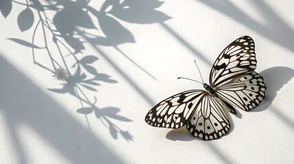 A close-up of a white butterfly with black markings on its wings feeding on a beautiful orange flower in a summer garden