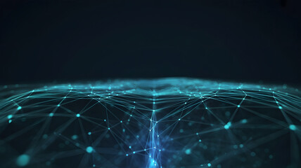 Abstract glowing digital network sphere with interconnected nodes and lines on a dark background