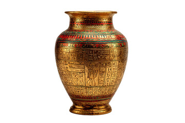 Ancient Greek ceramic vase isolated, an antique clay pottery object with traditional art decoration isolated on a transparent background