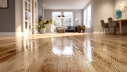 Polished wooden floor in a bright, modern home