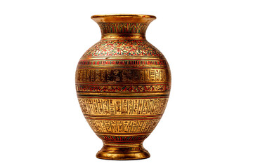 Ancient Greek ceramic vase isolated, an antique clay pottery object with traditional art decoration isolated on a transparent background