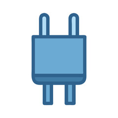 Blue electric plug on black background for digital device
