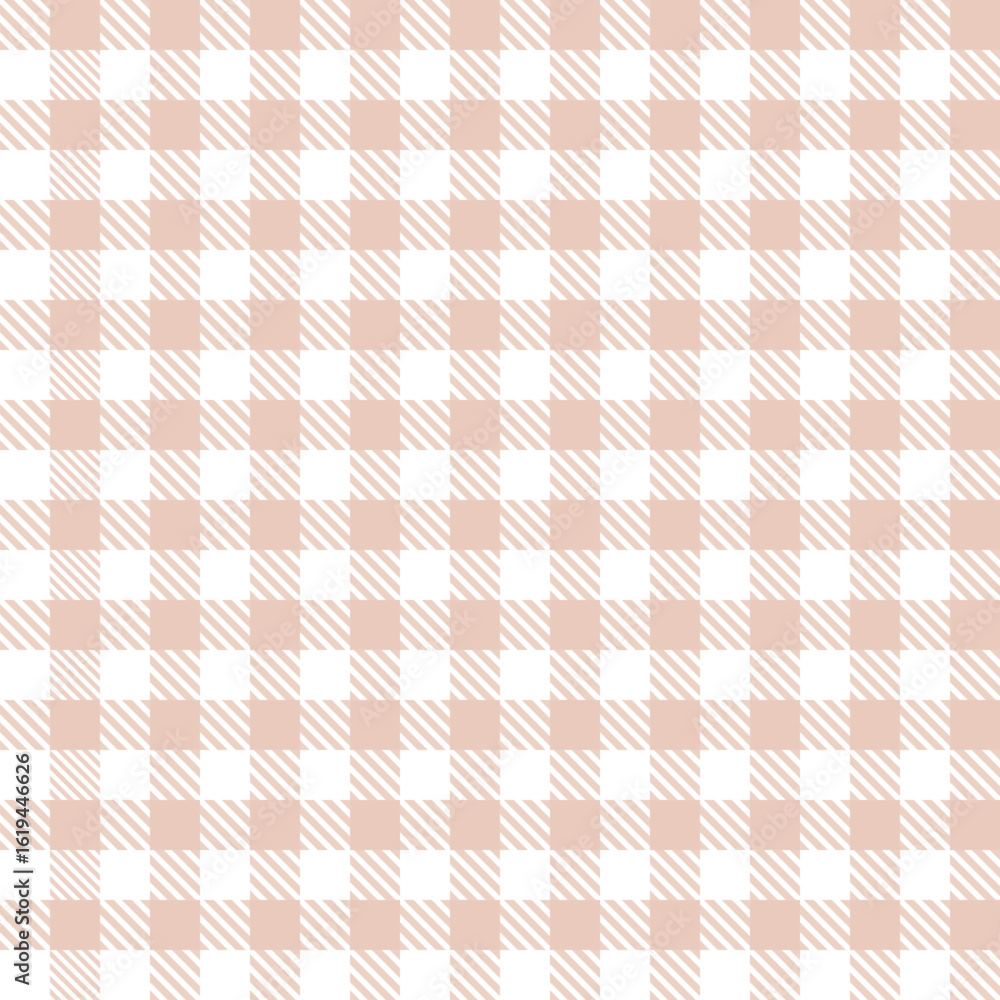 Poster beige white seamless vector pattern gingham plaid texture vintage fabric background soft minimal tab