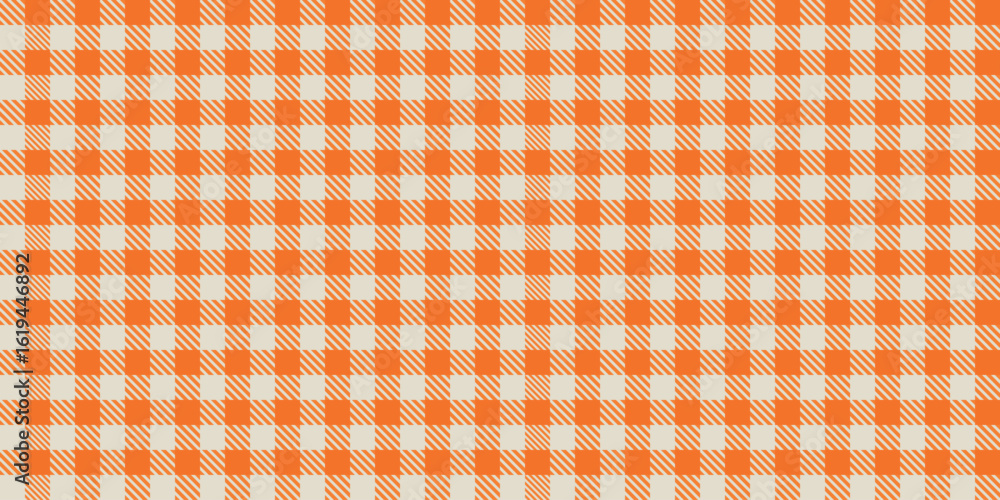 Poster orange beige seamless vector pattern gingham plaid texture picnic background square checkered fabric
