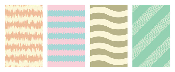 Retro, vintage abstract geometric seamless pattern backgrounds collection with strips, checkered and plaid vector pattern