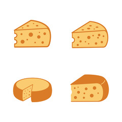 Four Different Types of Cheese Vector Illustrations