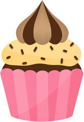 Set of bakery with cupcakes,  waffles, rollcakes, donuts and biscuits 