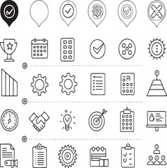 Collection of business and planning icons checklist calendar
