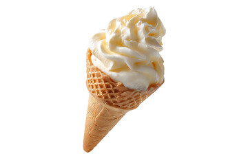 Delicious creamy vanilla ice cream scoop isolated on a transparent background in realistic PNG style perfect cutout element for menu design packaging digital art dessert promotions and summer themed