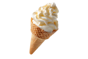 Delicious creamy vanilla ice cream scoop isolated on a transparent background in realistic PNG style perfect cutout element for menu design packaging digital art dessert promotions and summer themed