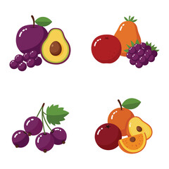 Assorted Fresh Fruits Collection Graphic Illustration