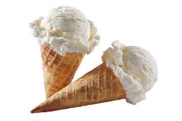 Delicious creamy vanilla ice cream scoop isolated on a transparent background in realistic PNG style perfect cutout element for menu design packaging digital art dessert promotions and summer themed